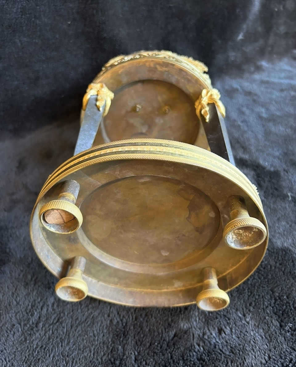 Pendule squelette Directoire Empire - Retour D’égypte En Bronze Doré Début XIXéme Siècle H 50cm-photo-8