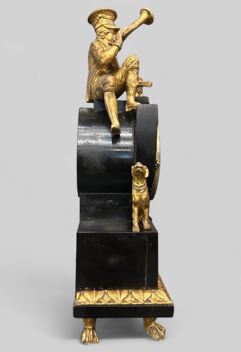 Austrian Clock In Lacquered And Gilded Wood, Early 19th Century - Vienna - Austria - Empire H 50 Cm-photo-5