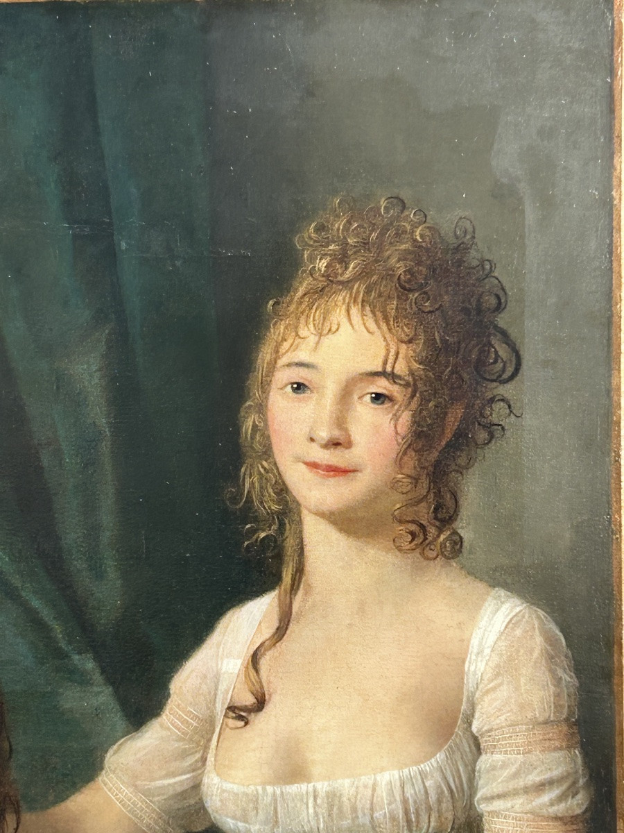 Portrait de femme et de son fils époque Directoire - Empire - H 92 cm - huile sur toile -photo-3
