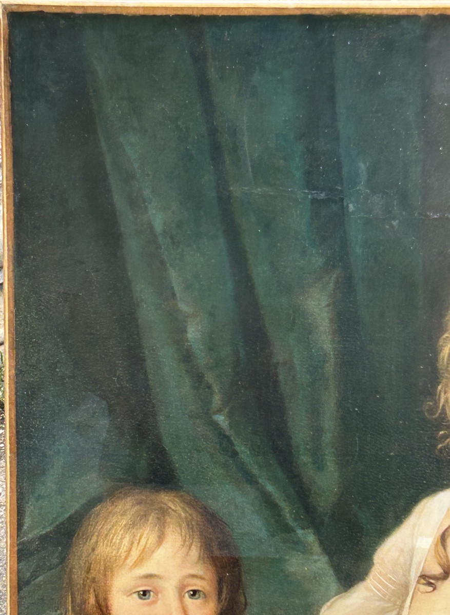 Portrait de femme et de son fils époque Directoire - Empire - H 92 cm - huile sur toile -photo-3