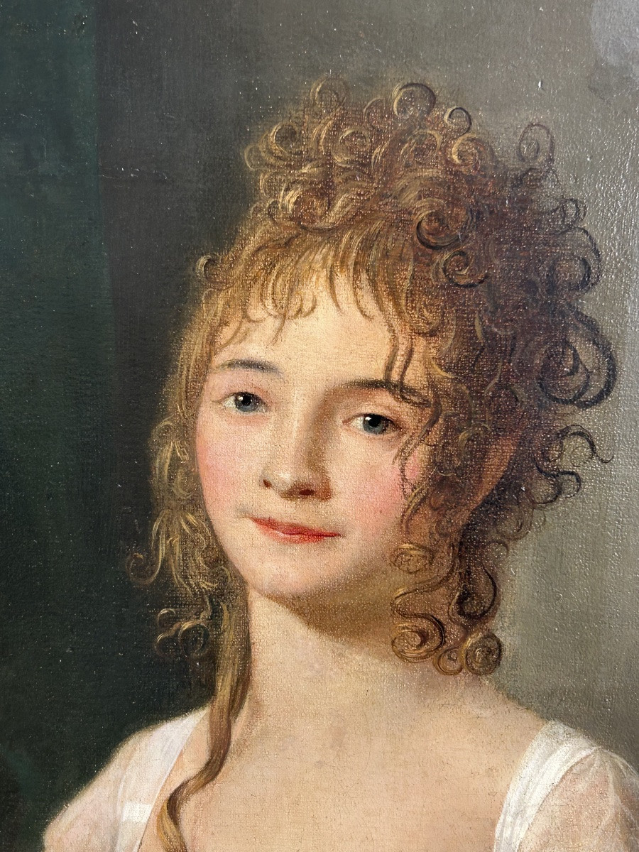 Portrait de femme et de son fils époque Directoire - Empire - H 92 cm - huile sur toile -photo-5