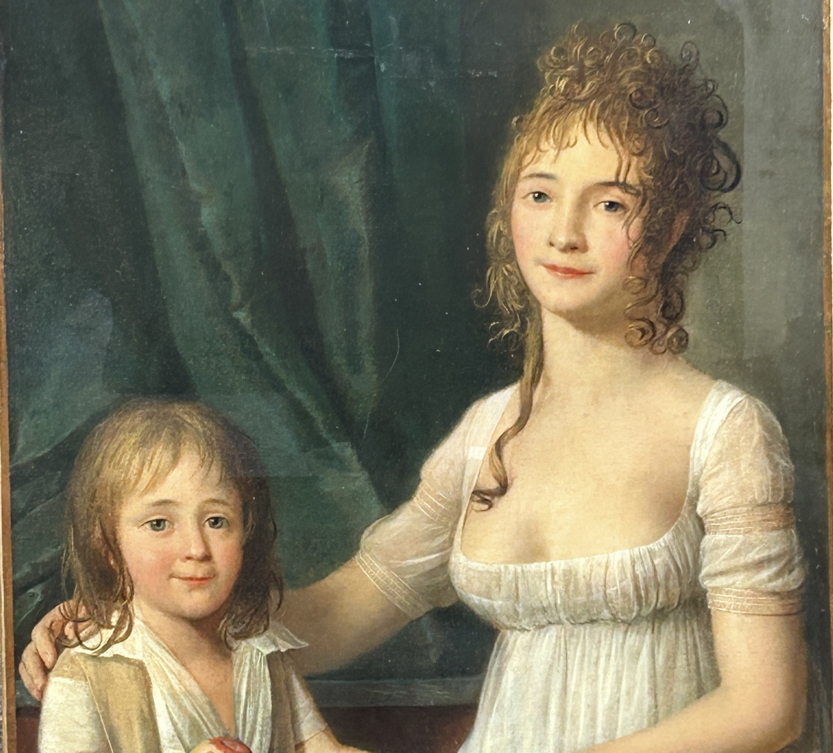 Portrait de femme et de son fils époque Directoire - Empire - H 92 cm - huile sur toile -photo-8