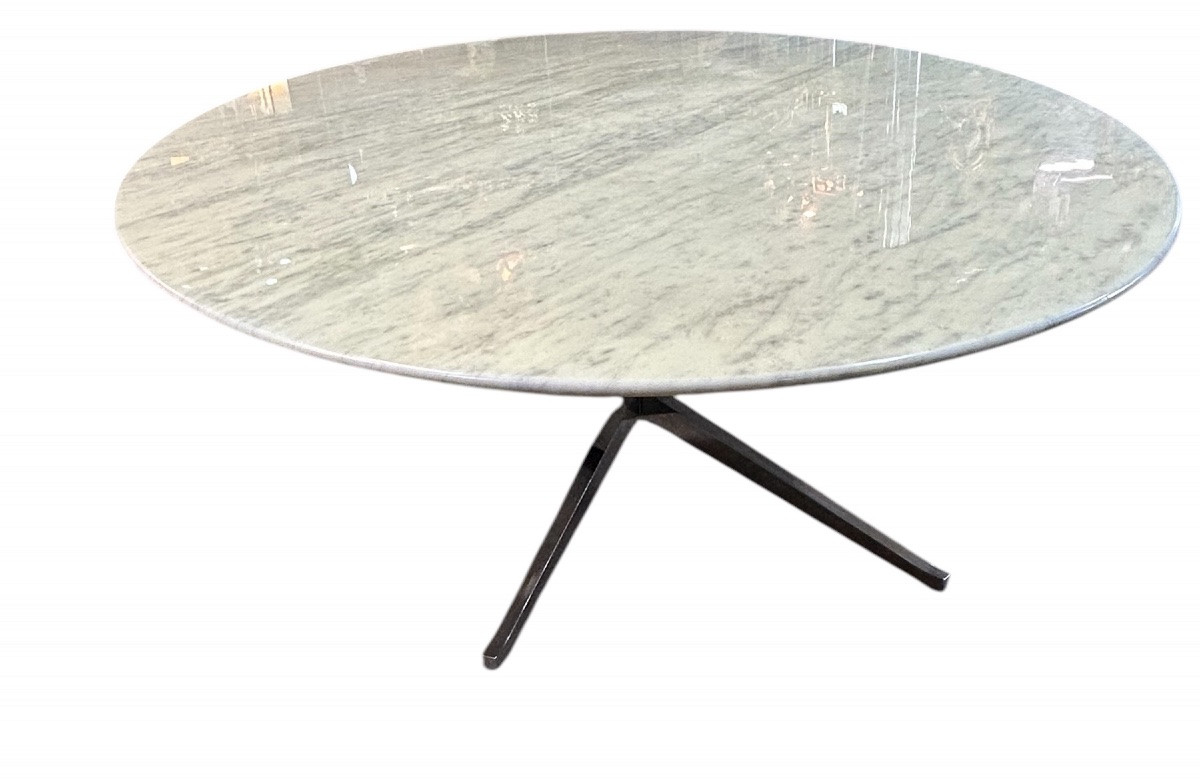 Grande table de salle à manger ovale Florence knoll plateau marbre L 244 cm-photo-5
