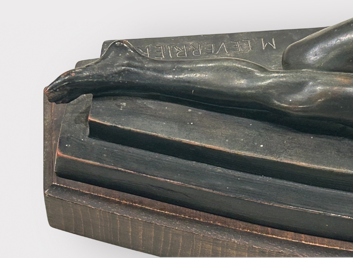 Max le Verrier ( 1891-1973) la confidence - sculpture en terre cuite patine bronze Art Déco -photo-1