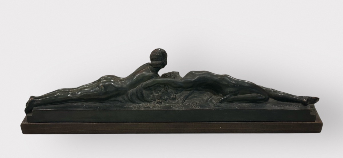 Max le Verrier ( 1891-1973) la confidence - sculpture en terre cuite patine bronze Art Déco -photo-4