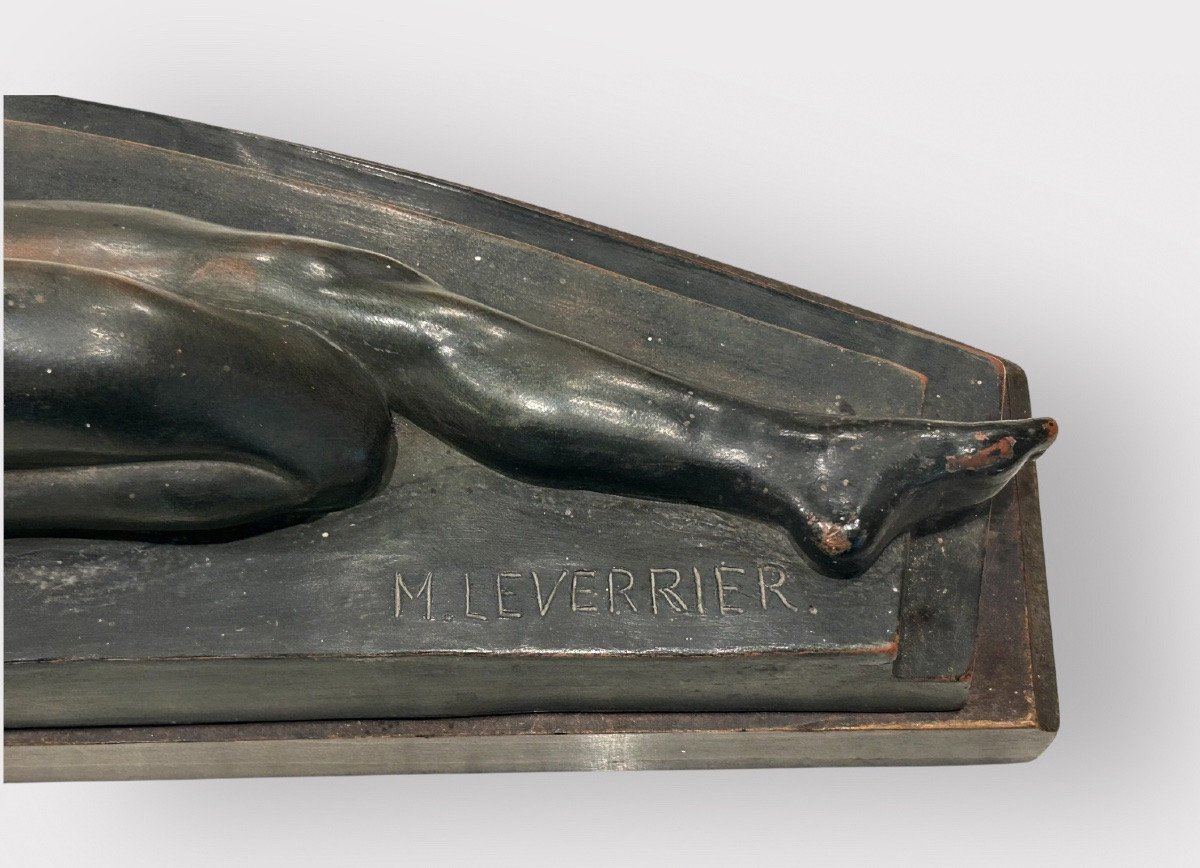 Max le Verrier ( 1891-1973) la confidence - sculpture en terre cuite patine bronze Art Déco -photo-5