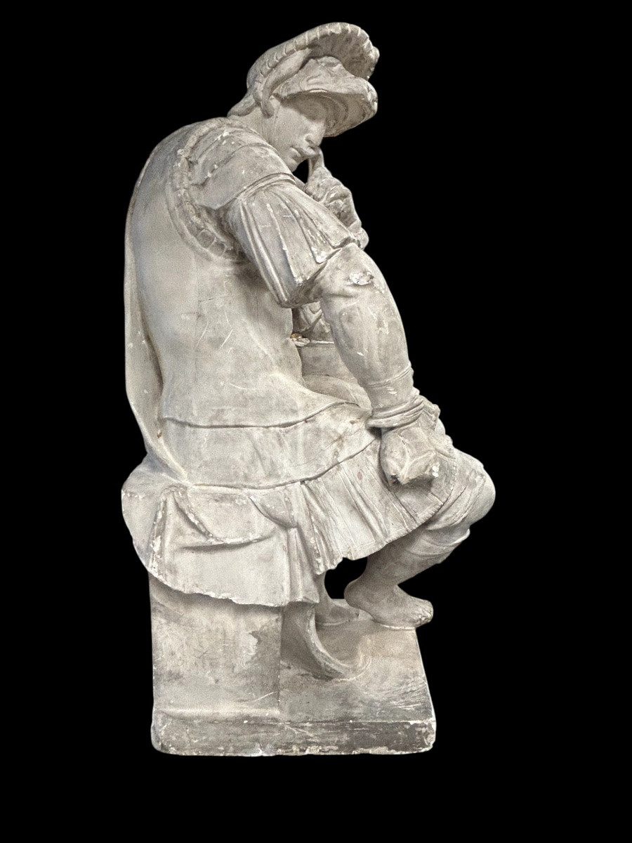 Lorenzo II De Medici, Important Plaster Sculpture From The Late 19th Century After Michelangelo, H 93 Cm-photo-1
