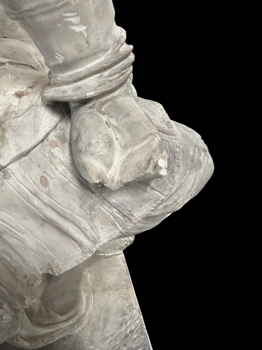 Lorenzo II De Medici, Important Plaster Sculpture From The Late 19th Century After Michelangelo, H 93 Cm-photo-2