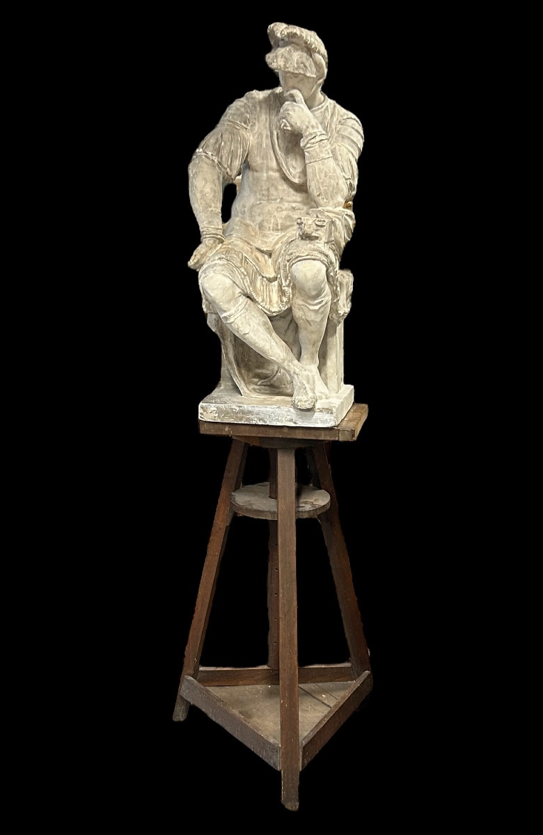 Lorenzo II De Medici, Important Plaster Sculpture From The Late 19th Century After Michelangelo, H 93 Cm