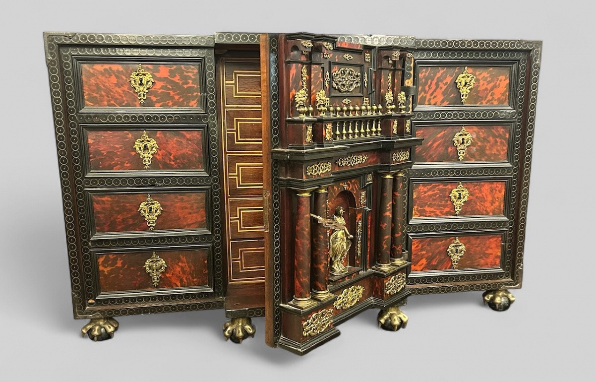 Cabinet de table Anversois en écaille d’époque Fin XVIIème vers 1700 - Flandre- Anvers  -photo-4