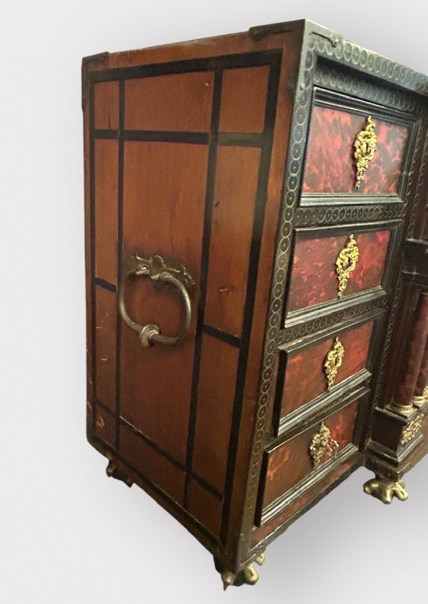 Cabinet de table Anversois en écaille d’époque Fin XVIIème vers 1700 - Flandre- Anvers  -photo-1