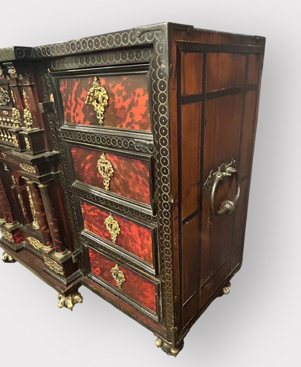 Cabinet de table Anversois en écaille d’époque Fin XVIIème vers 1700 - Flandre- Anvers  -photo-3