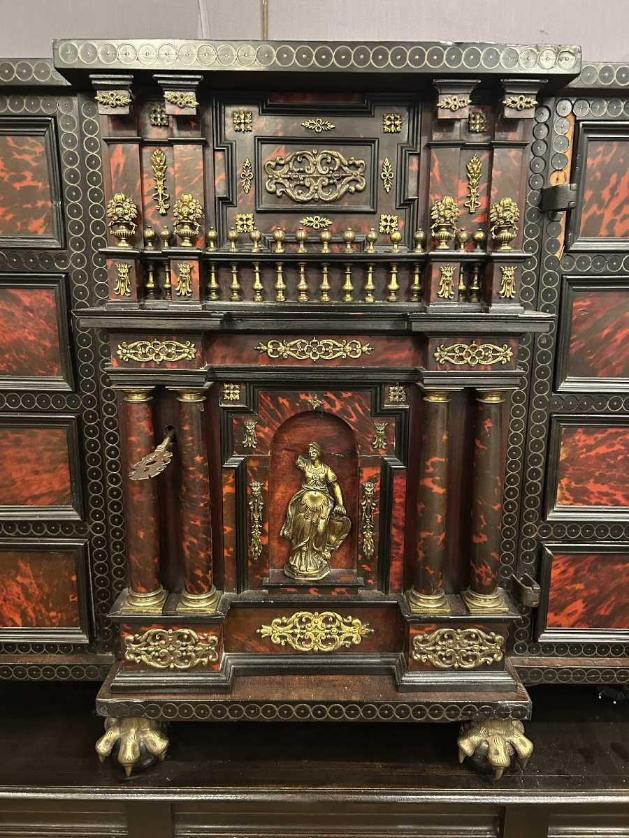 Cabinet de table Anversois en écaille d’époque Fin XVIIème vers 1700 - Flandre- Anvers  -photo-4