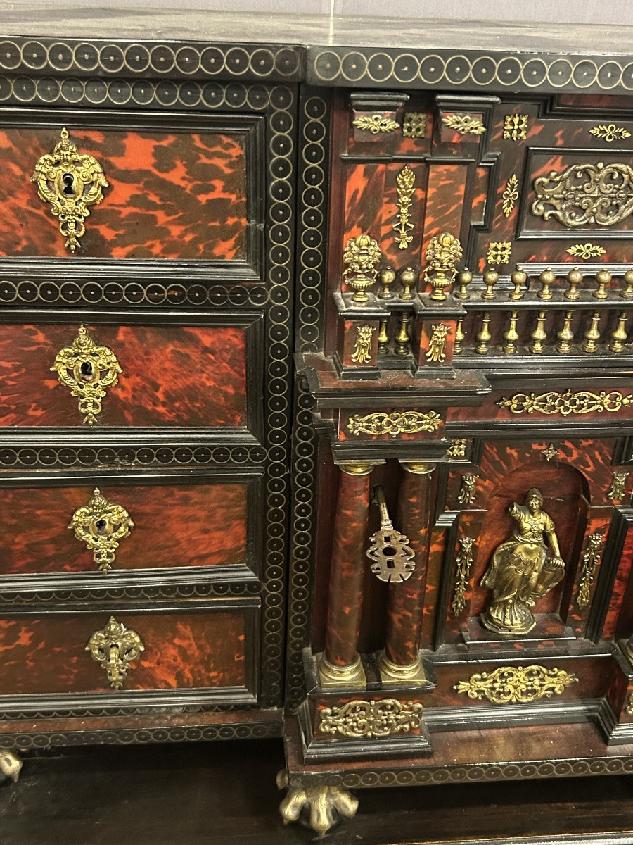 Cabinet de table Anversois en écaille d’époque Fin XVIIème vers 1700 - Flandre- Anvers  -photo-8