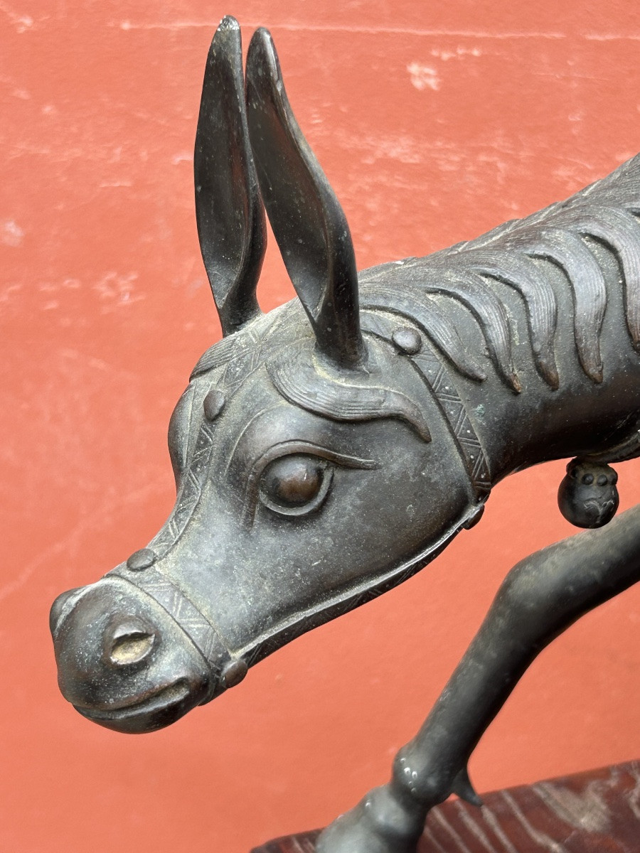 Cheval ou mule en bronze formant brule parfum - Chine XIXéme siècle -photo-3