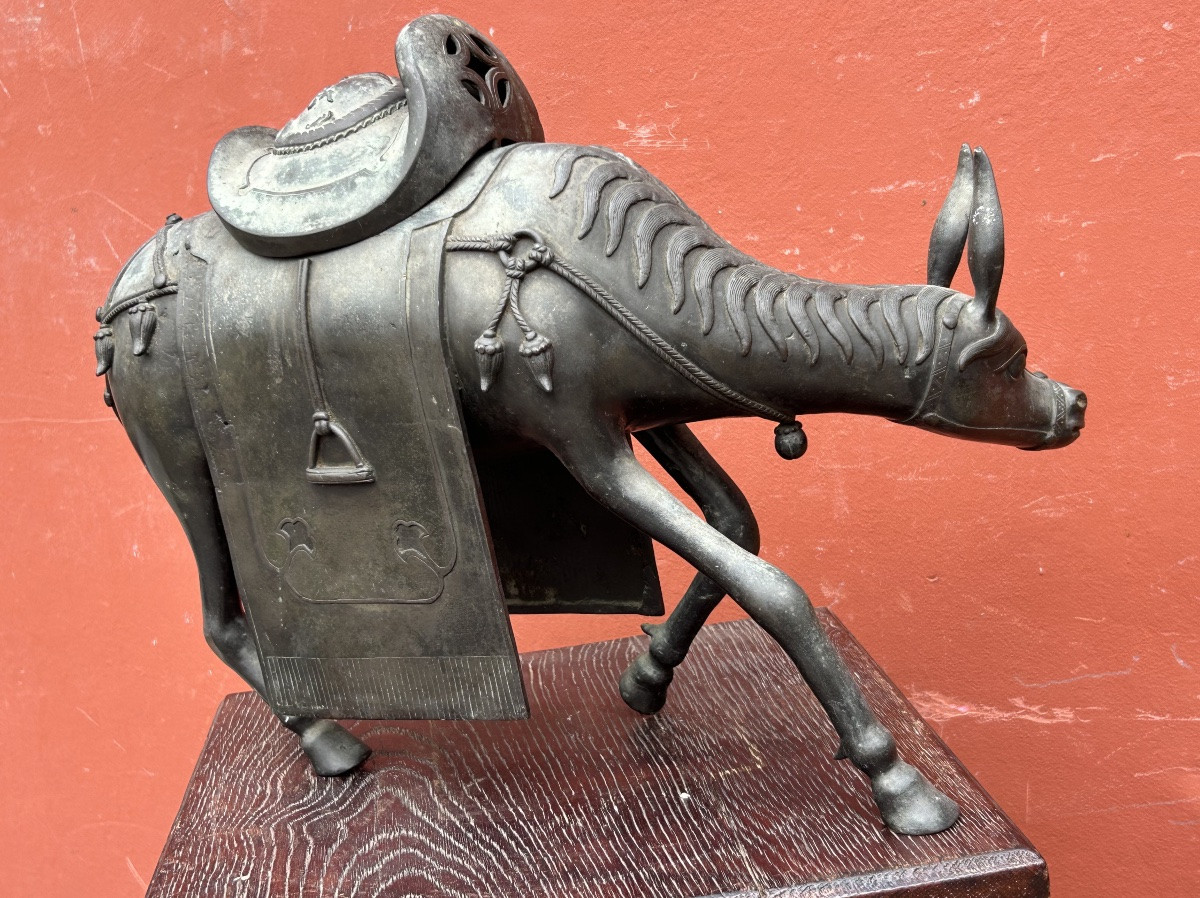 Cheval ou mule en bronze formant brule parfum - Chine XIXéme siècle -photo-5