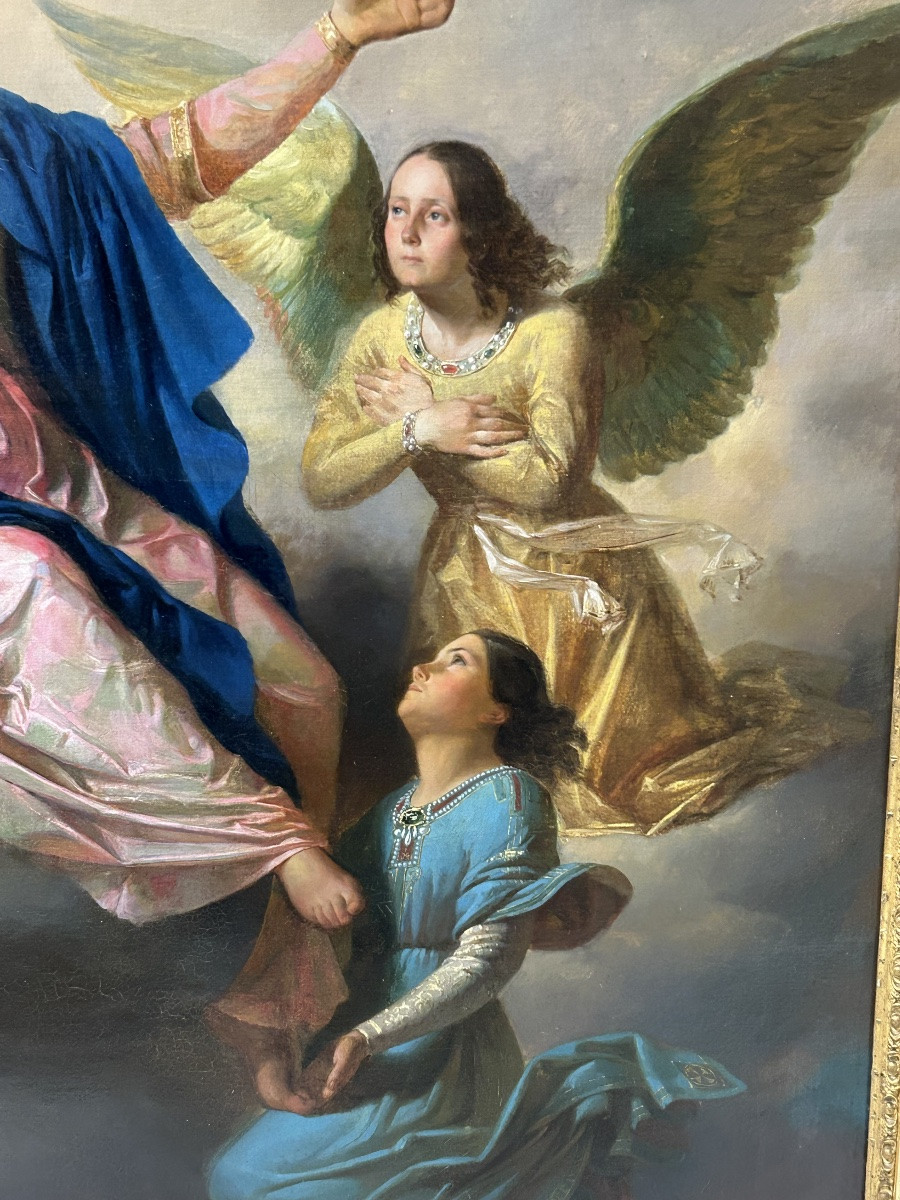 Important Oil Painting On Canvas Representing The Assumption Of Md Serpillon Painted By E Mazaroz-photo-2