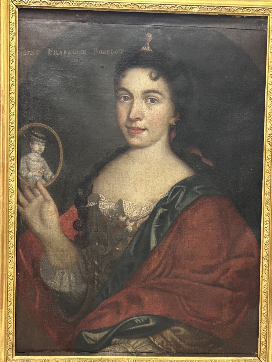 Portrait Of A Woman From The 17th Century Presenting A Miniature Of Her Child -photo-3