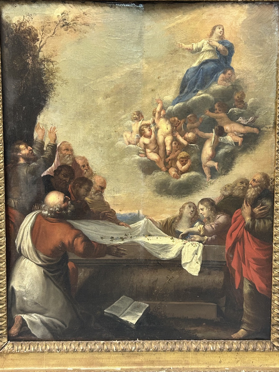 École Flamande du XVIIème - l’Assomption de la Vierge - toile marouflée sur panneau de chêne -photo-2