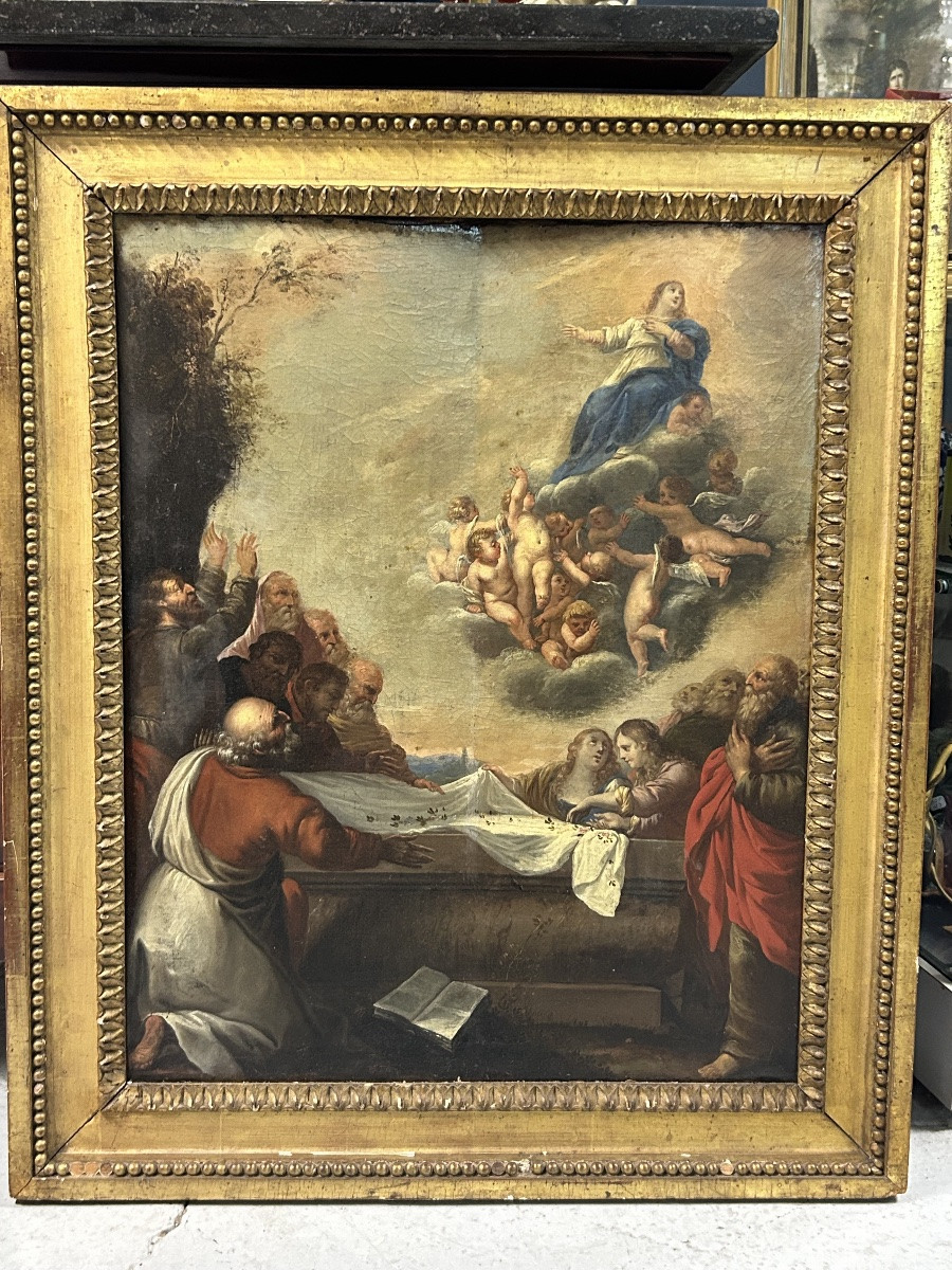 École Flamande du XVIIème - l’Assomption de la Vierge - toile marouflée sur panneau de chêne -photo-3