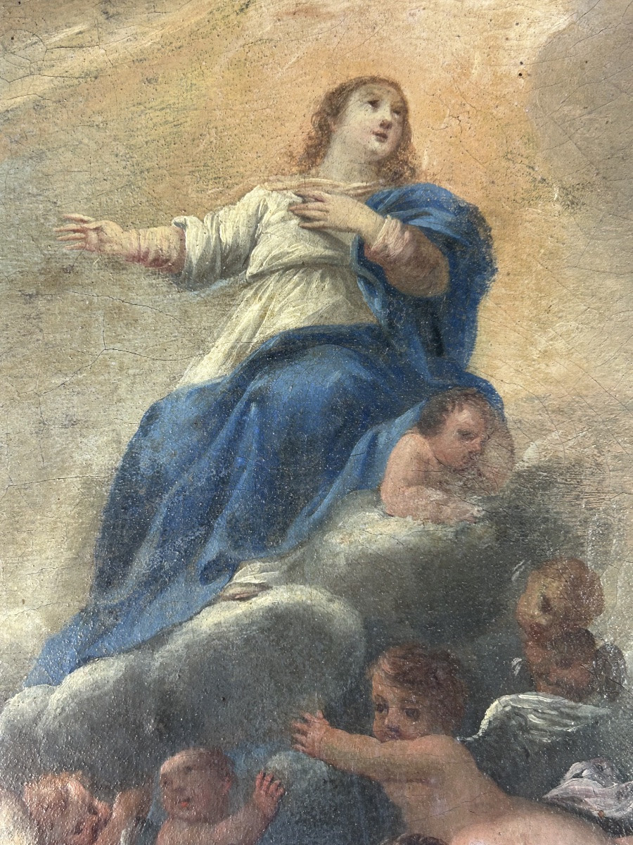 École Flamande du XVIIème - l’Assomption de la Vierge - toile marouflée sur panneau de chêne -photo-6