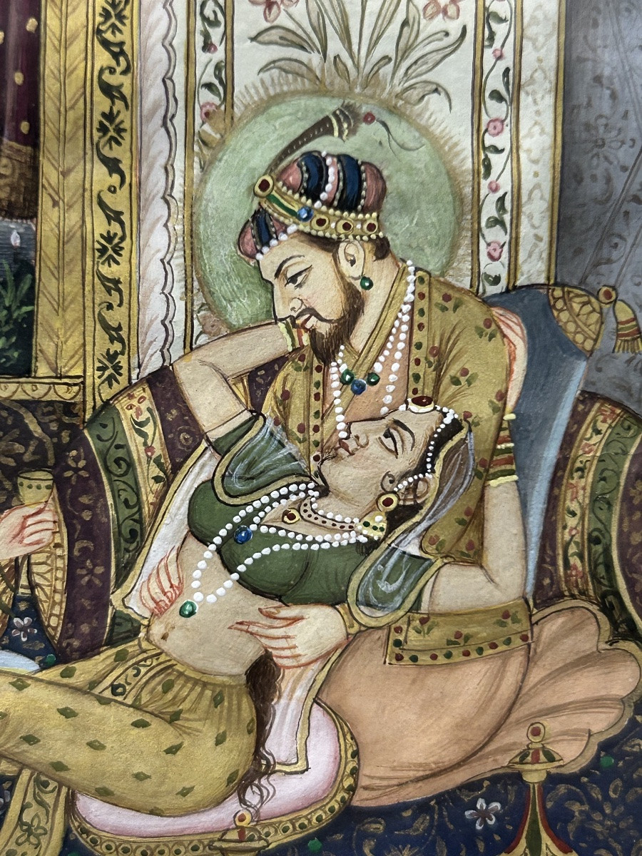 India - Ancient Persia Miniature Gouache On Manuscript Page 19th Century Iran -photo-3