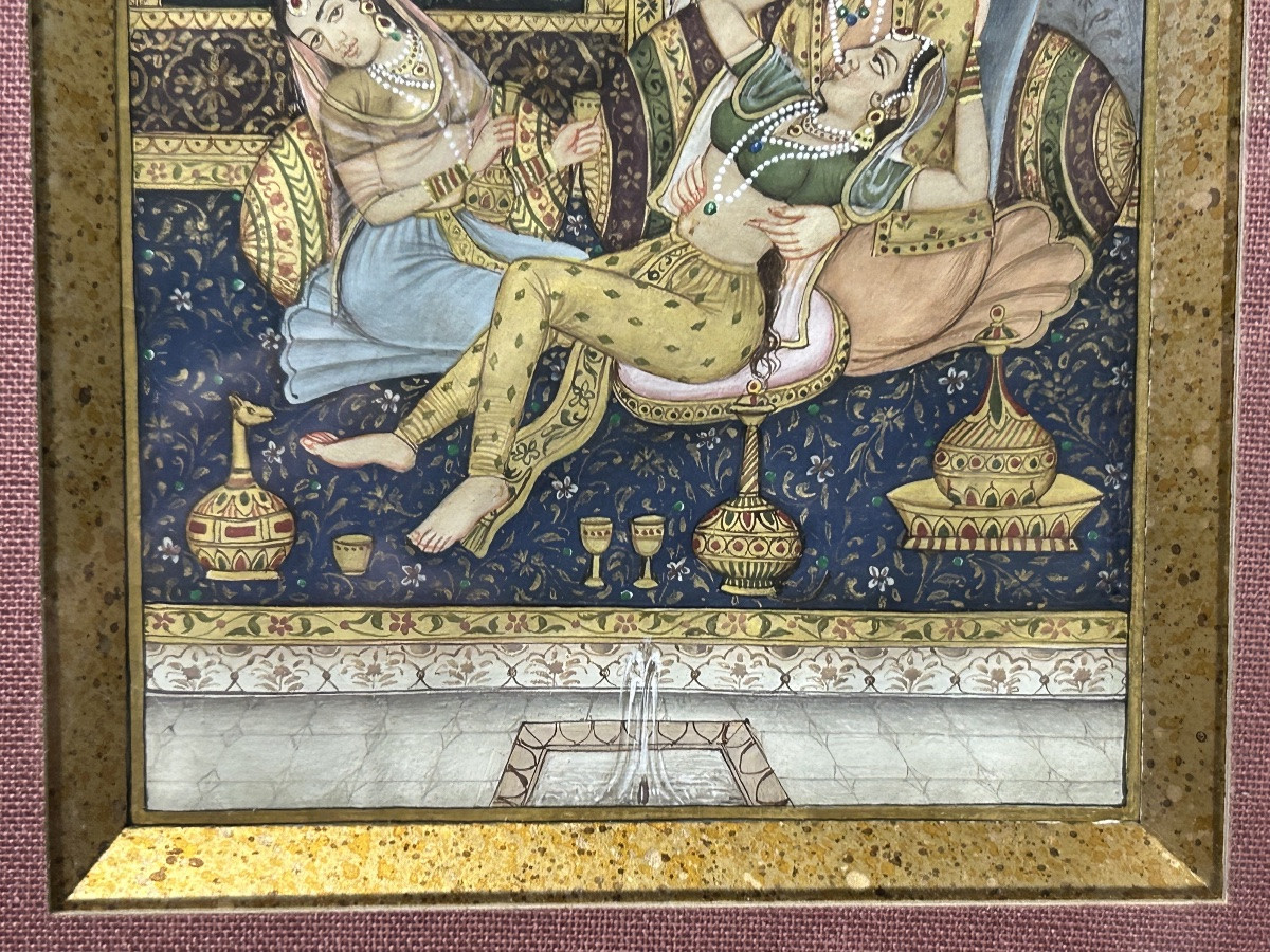 India - Ancient Persia Miniature Gouache On Manuscript Page 19th Century Iran -photo-4