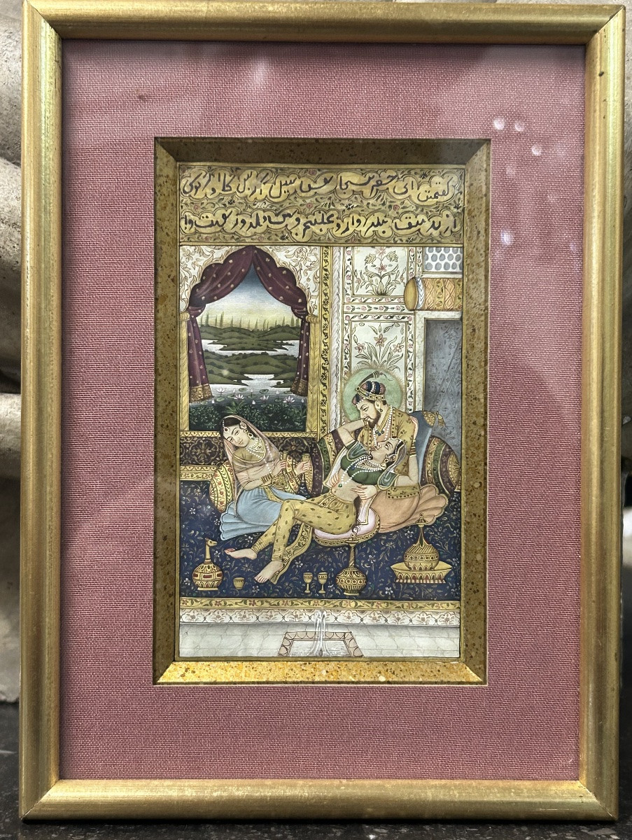 India - Ancient Persia Miniature Gouache On Manuscript Page 19th Century Iran -photo-5