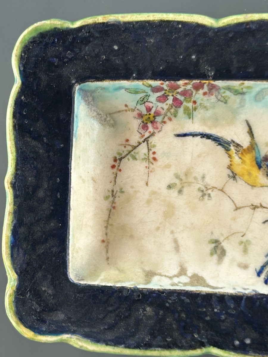 Théodore Deck - Earthenware Ashtray With Bird Decoration - Ceramic -photo-2