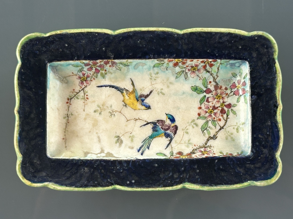 Théodore Deck - Earthenware Ashtray With Bird Decoration - Ceramic 