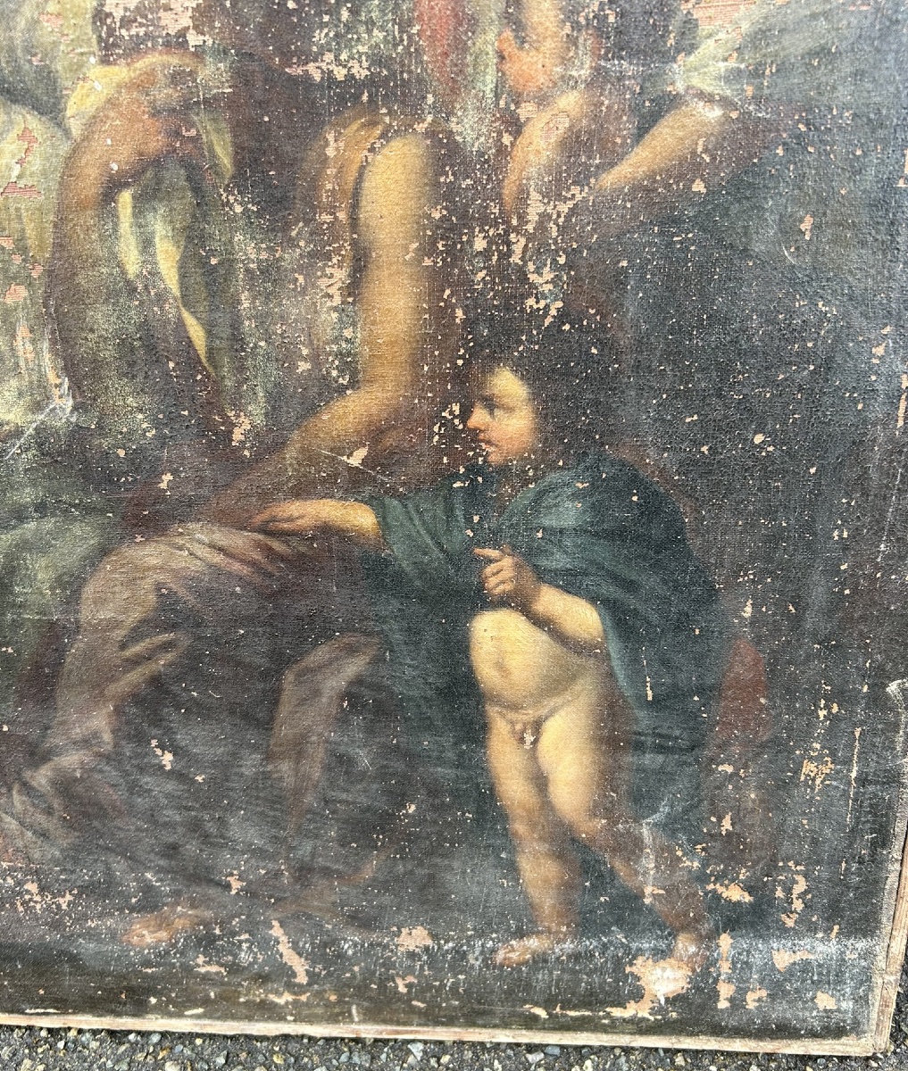 Grand tableau huile sur toile épisode biblique ou historique néoclassique époque XVIIème -photo-2