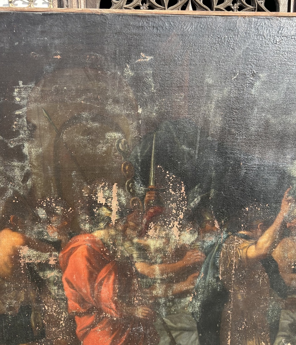 Grand tableau huile sur toile épisode biblique ou historique néoclassique époque XVIIème -photo-1