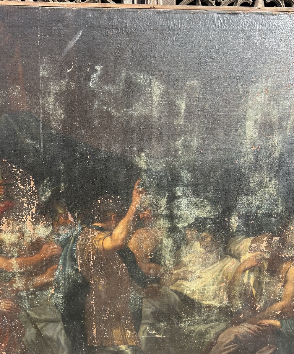 Grand tableau huile sur toile épisode biblique ou historique néoclassique époque XVIIème -photo-2