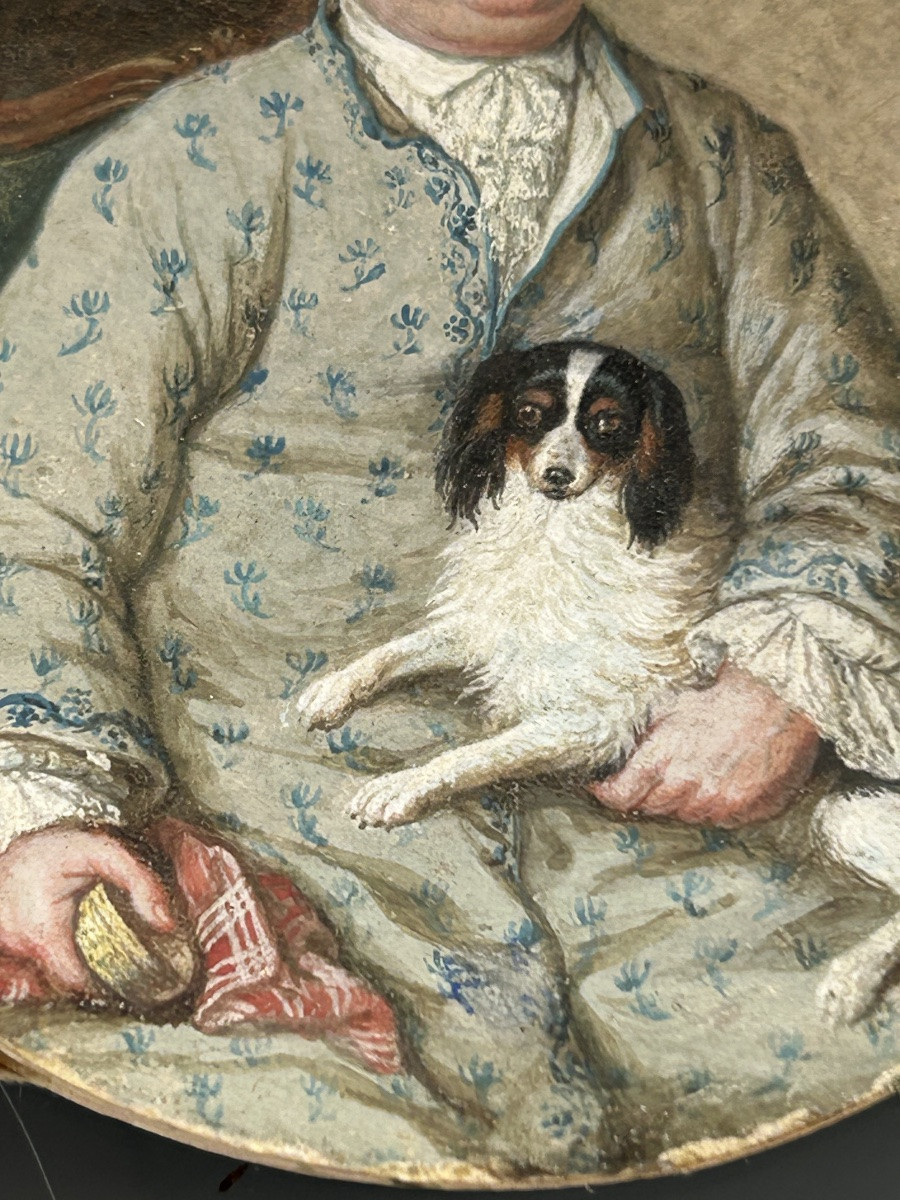 Miniature - Portrait Of A Gentleman In Elegant Negligee From The Louis XVI Period, Circa 1770-photo-2