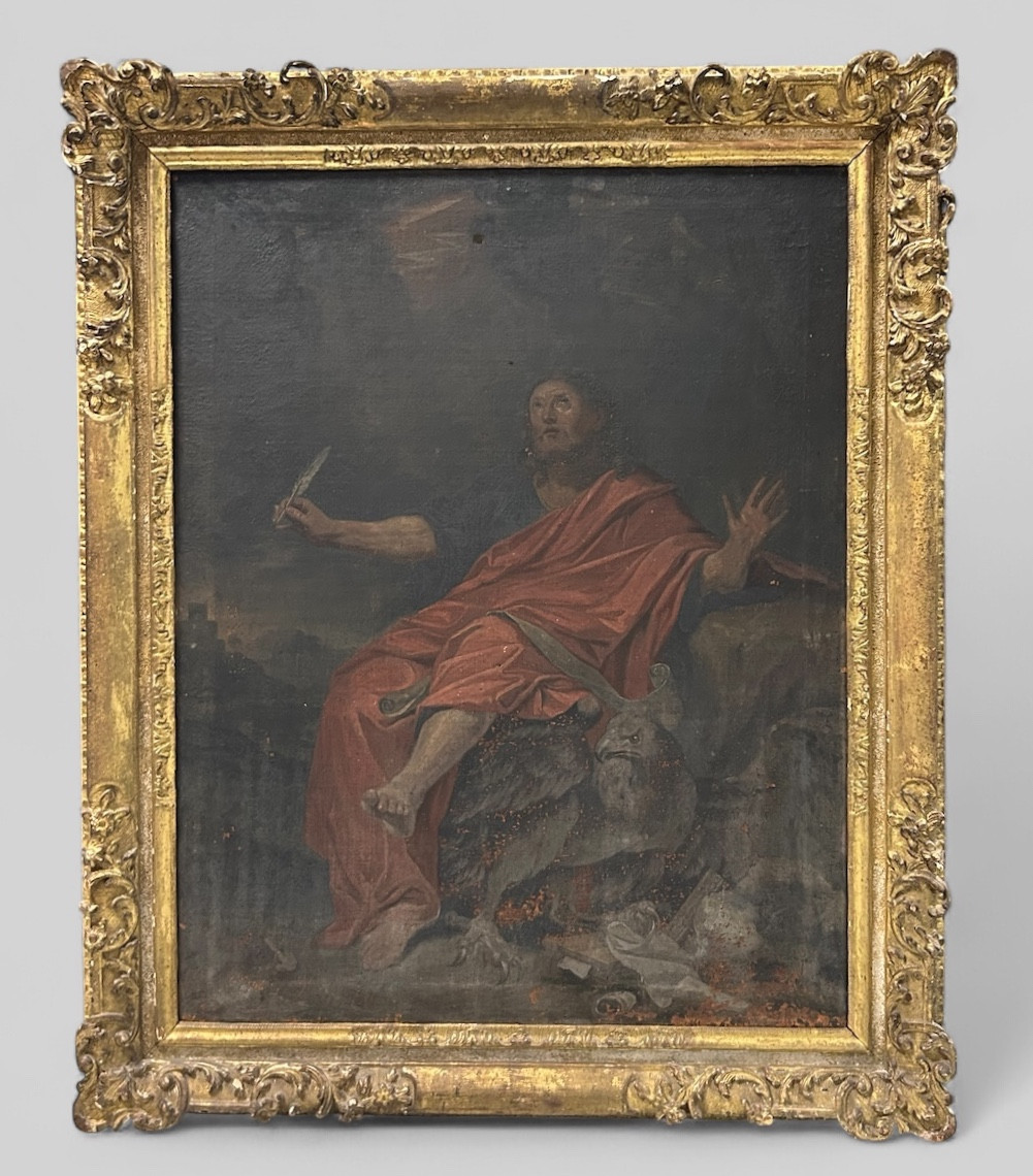 Antique Gilded Wooden Frame And Religious Painting, All From The Early 18th Century H 104cm 1/5 