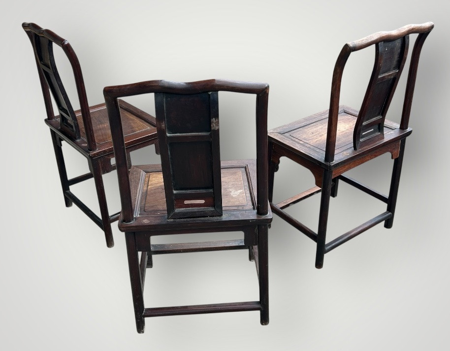 Set Of Three Chinese Chairs - China, Late 19th Century, Exotic Wood -photo-2