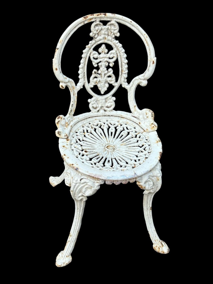 Set Of Four Victorian Style Cast Iron Garden Chairs Circa 1900 -photo-2