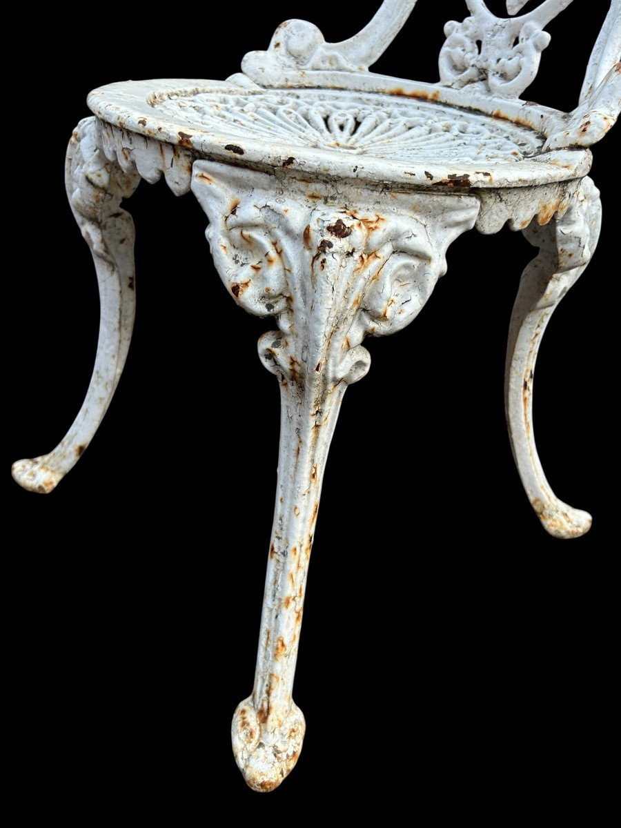 Set Of Four Victorian Style Cast Iron Garden Chairs Circa 1900 -photo-3