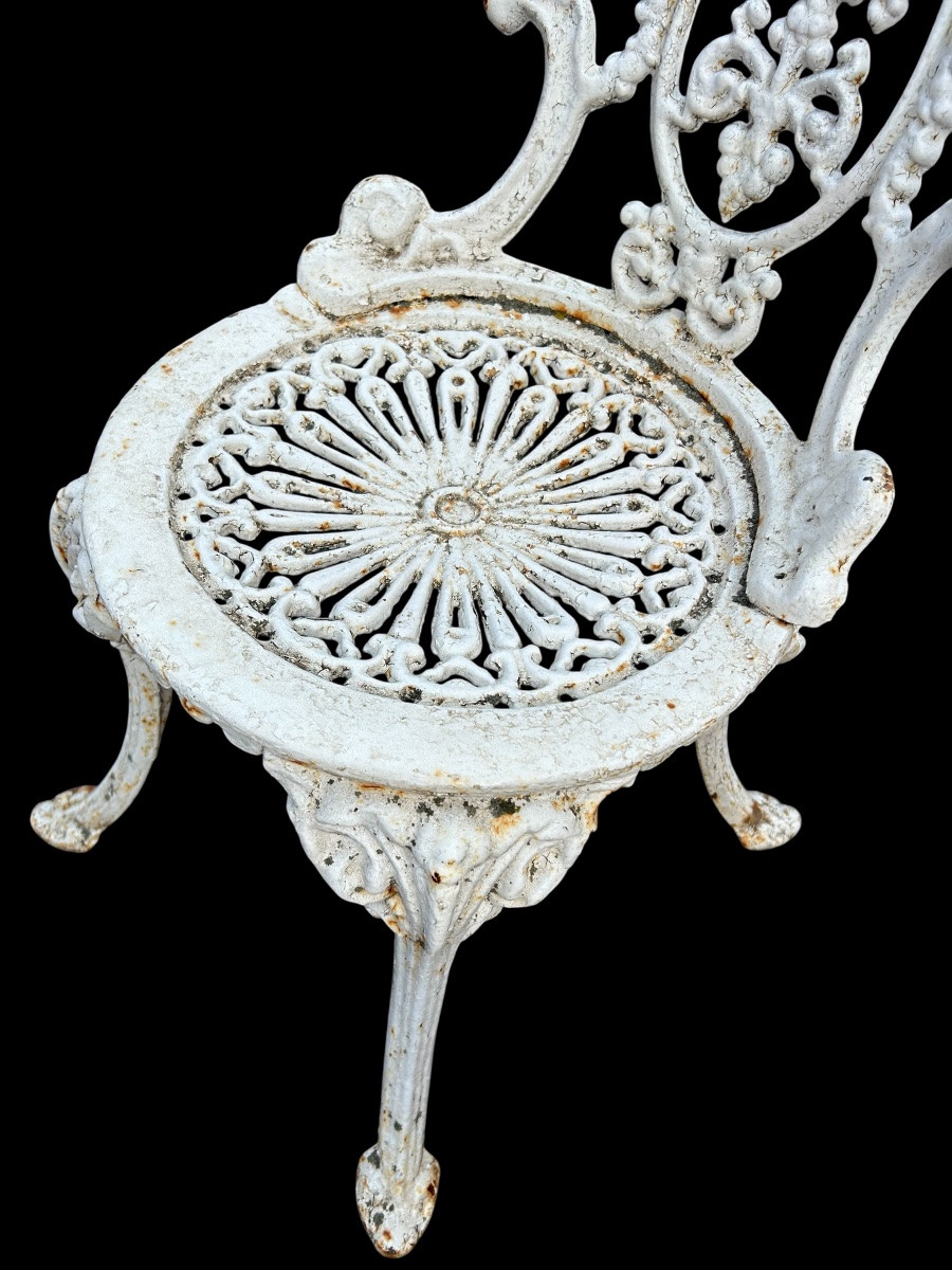 Set Of Four Victorian Style Cast Iron Garden Chairs Circa 1900 -photo-4