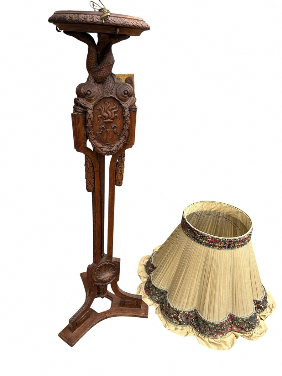 Louis XVI Style Carved Wooden Floor Lamp, 1900s -photo-7