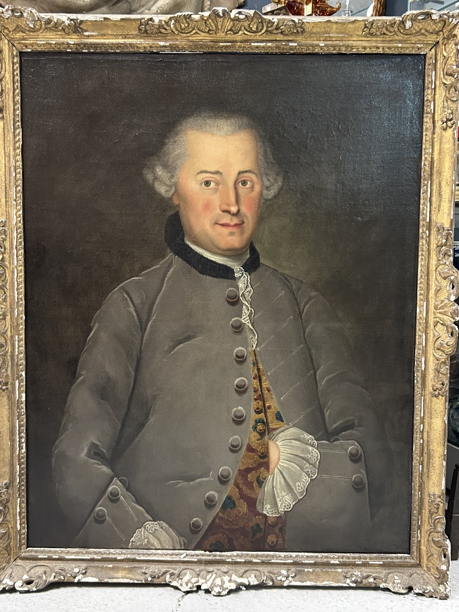 Portrait de Jean Gilbert PERROT DE SAINT ANGEL receveur principal époque XVIIIème H 93 cm-photo-2
