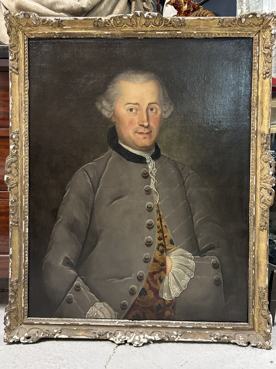 Portrait de Jean Gilbert PERROT DE SAINT ANGEL receveur principal époque XVIIIème H 93 cm-photo-4