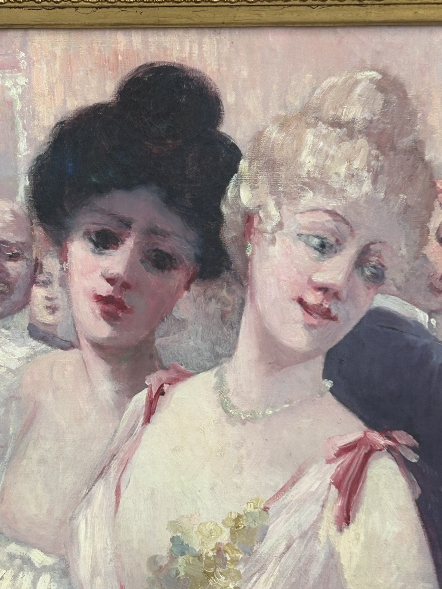 Grand tableau scène mondaine Parisienne ou réception élégante de la fin du XIXéme ou début XXém-photo-1