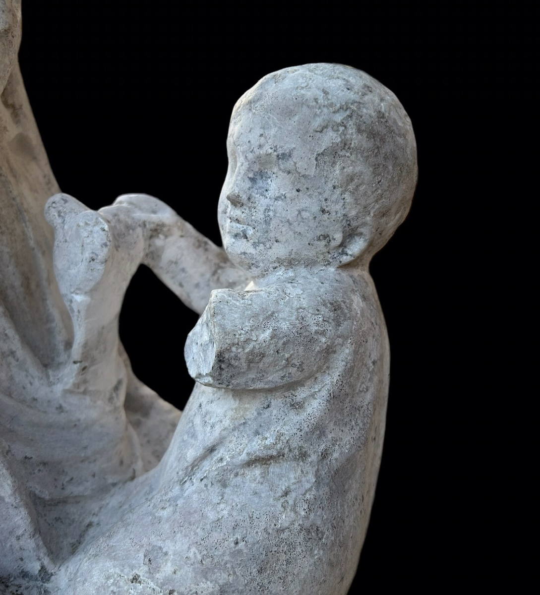 Important Virgin In Majesty In Stone From The 16th Century - High Period Sculpture H 72 Cm-photo-7