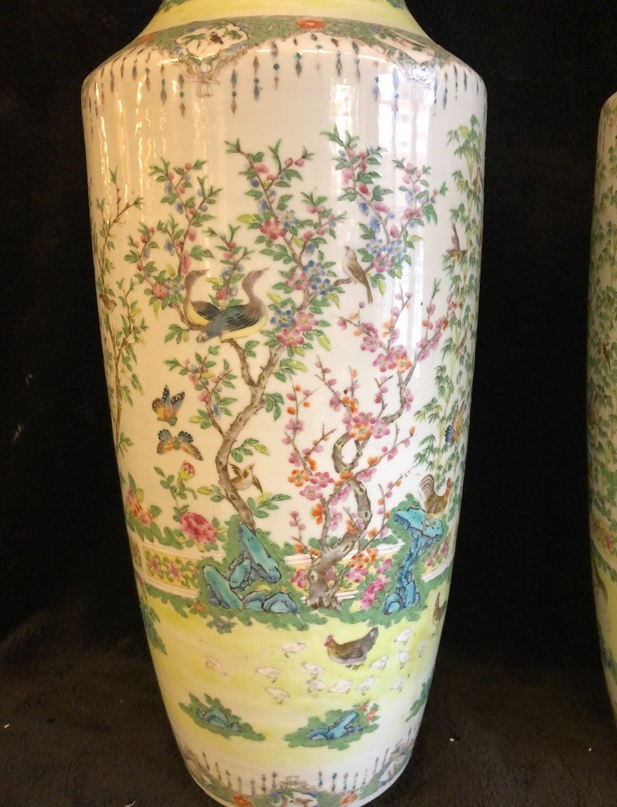 Grande Paire De Vases En Porcelaine De Chine Canton époque XIXème H 64 Cm-photo-3