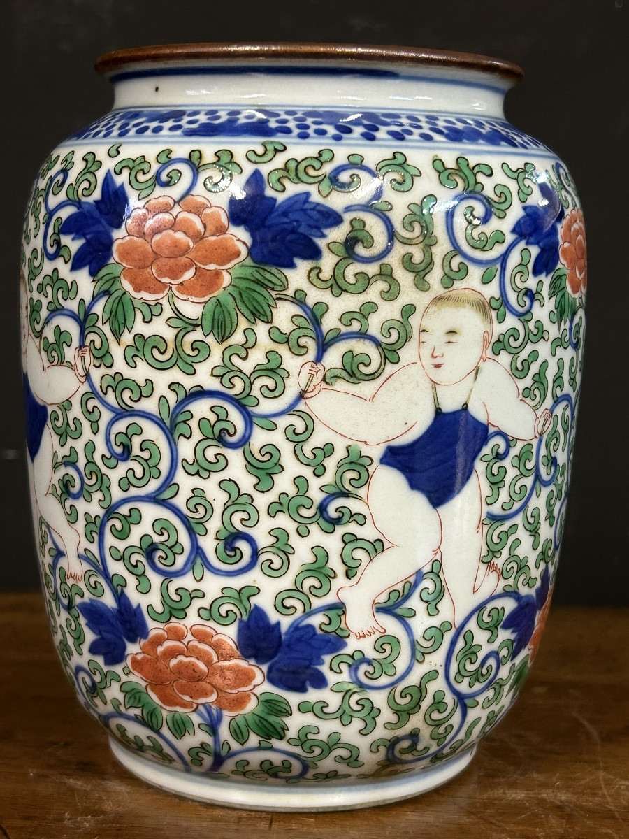 Chinese Porcelain Vase In Wucai Enamels With Six-character Mark Tiangi (1621-1627). -photo-3