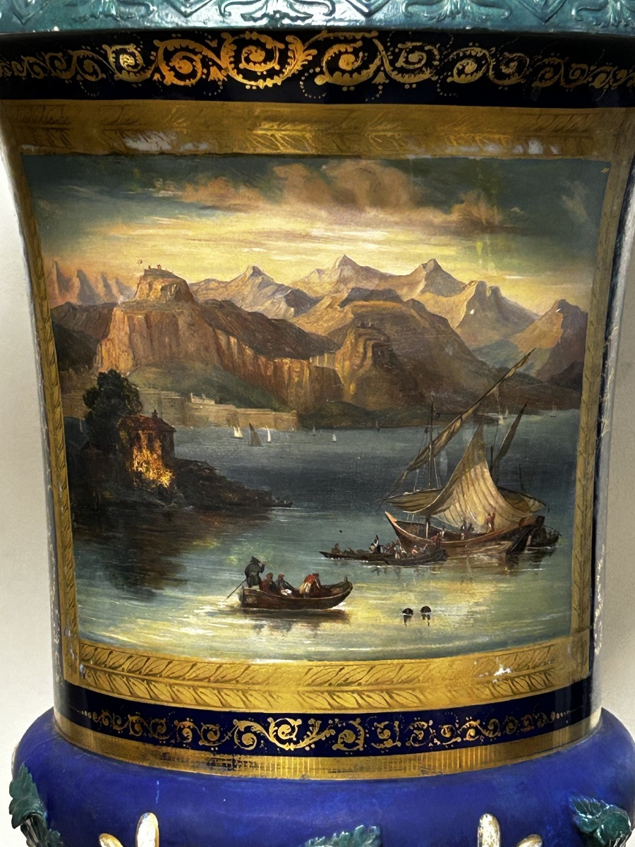 Importante Paire De Vases Médicis En Porcelaine  Début XIXéme - Empire - Restauration H 70 Cm-photo-1