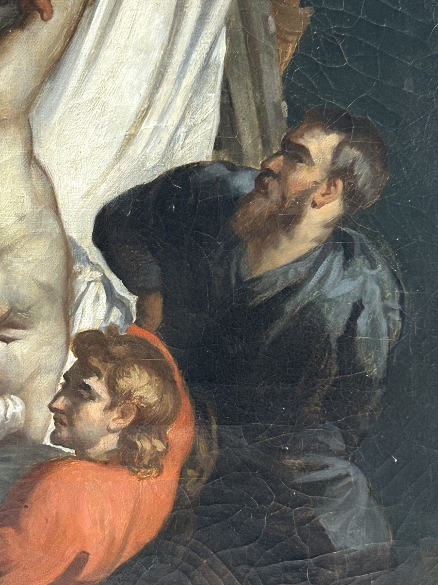 La descente de croix d’après Paul Rubens huile sur toile d’époque début XIXéme siècle -photo-2