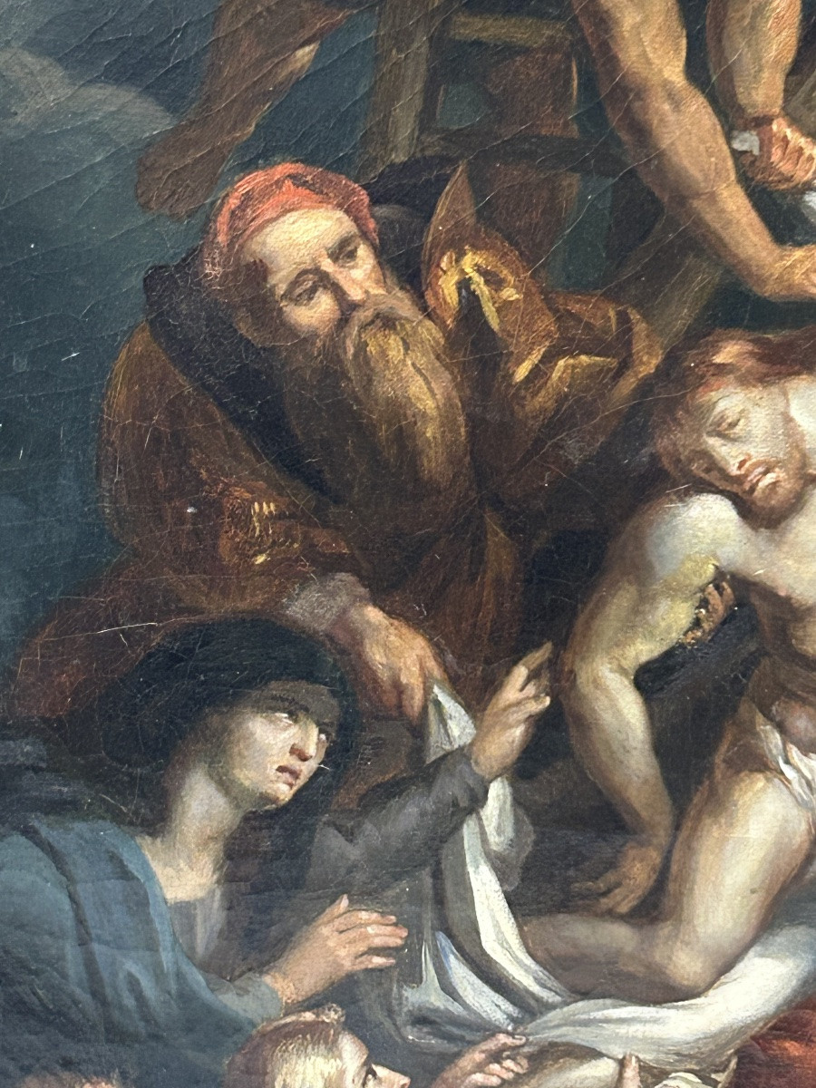 La descente de croix d’après Paul Rubens huile sur toile d’époque début XIXéme siècle -photo-4