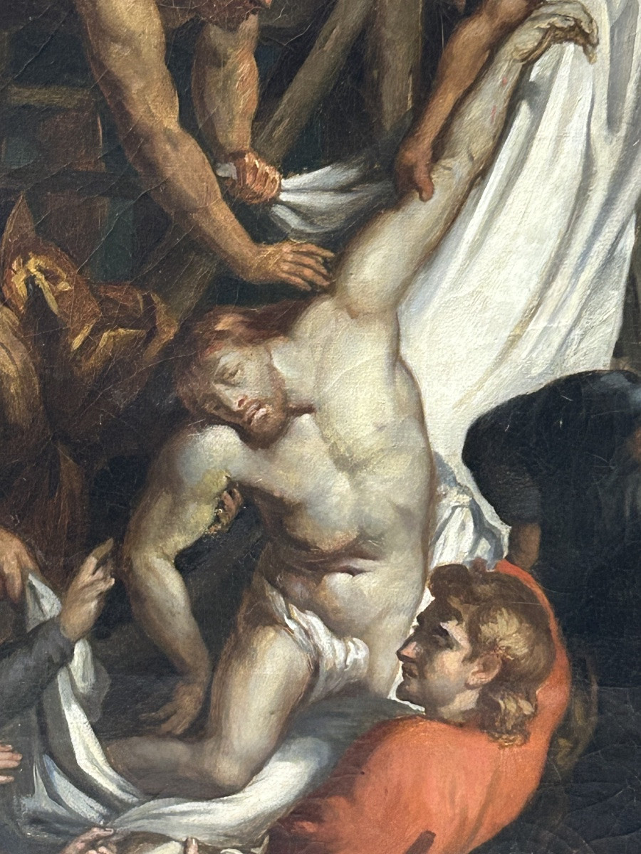 La descente de croix d’après Paul Rubens huile sur toile d’époque début XIXéme siècle -photo-5
